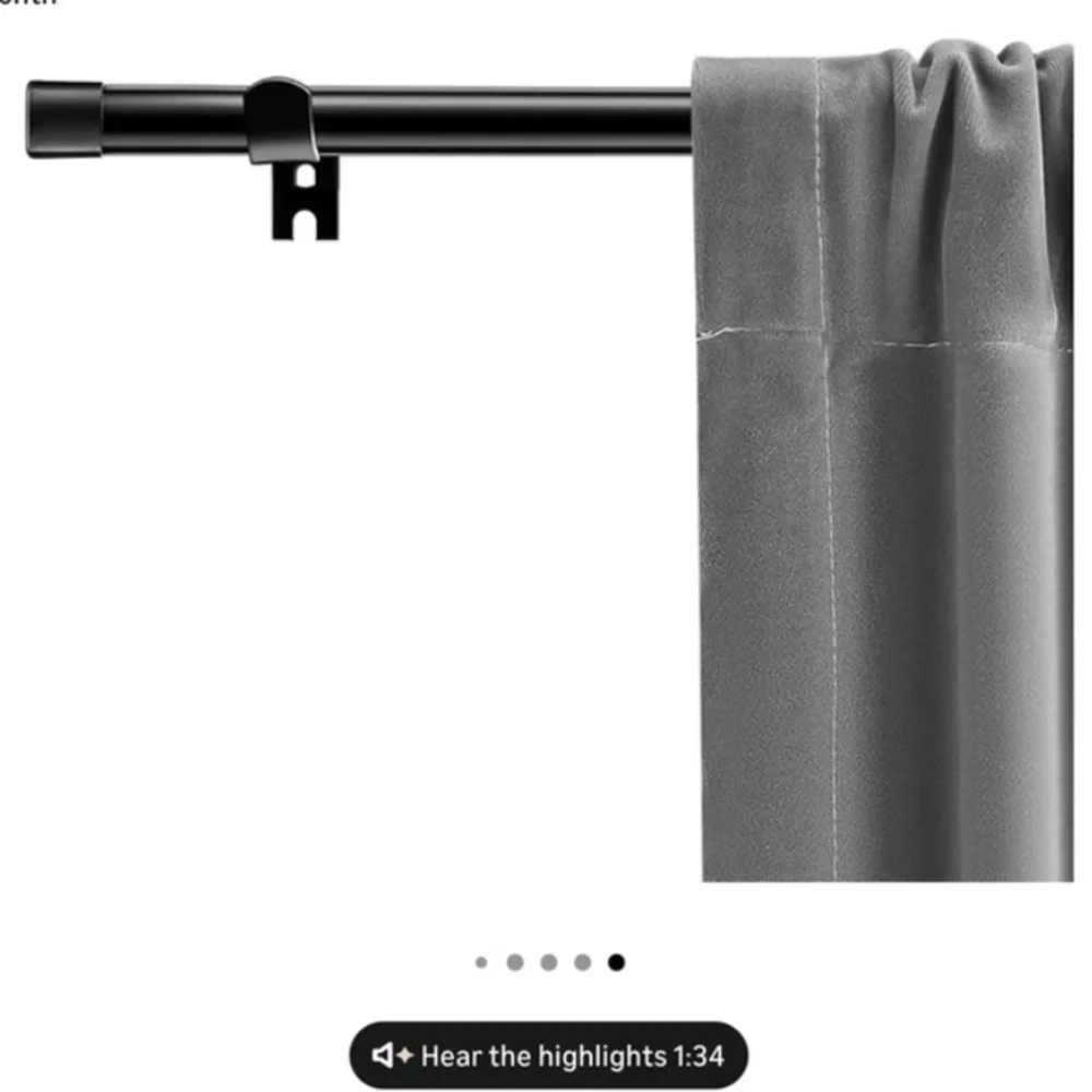 Alskarhem Black Curtain Rod for Windows 30-116 Inch 5/8” wide With Brackets NWT